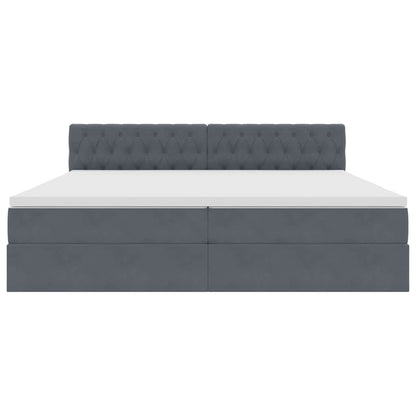 Letto con testiera Grigio scuro 200 x 200 cm Velluto