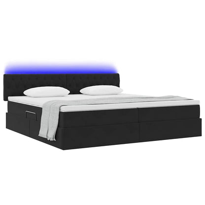 Letto con luci a strisce a LED Nero 200 x 200 cm Velluto