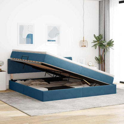 Letto con contenitore LED e materasso Blu Scuro 200 x 200 cm | homemem39