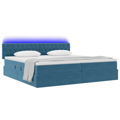 Letto con contenitore LED e materasso Blu Scuro 200 x 200 cm | homemem39