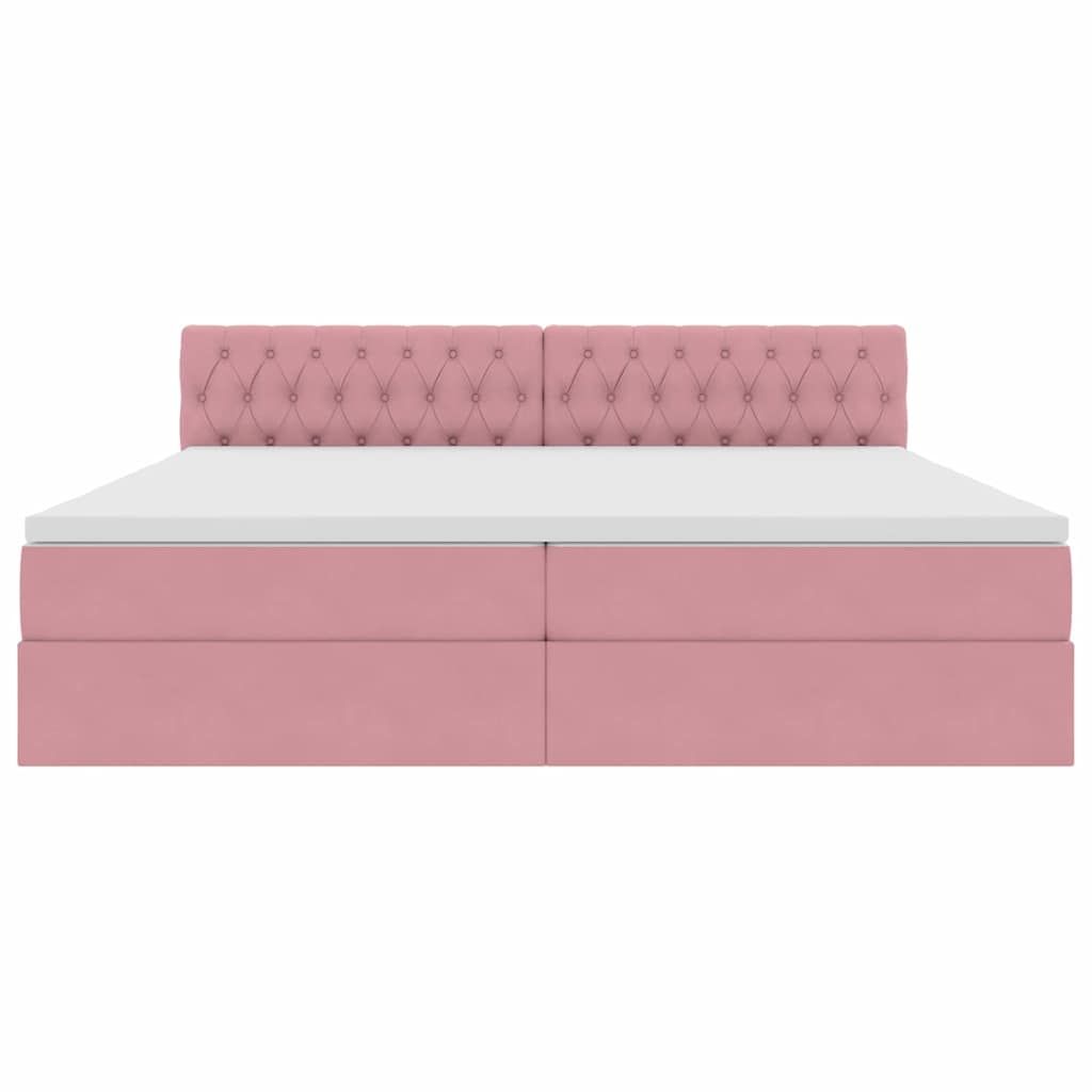 Letto con luci a strisce a LED Rosa 200 x 200 cm Velluto