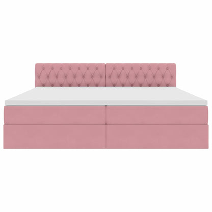 Letto con luci a strisce a LED Rosa 200 x 200 cm Velluto