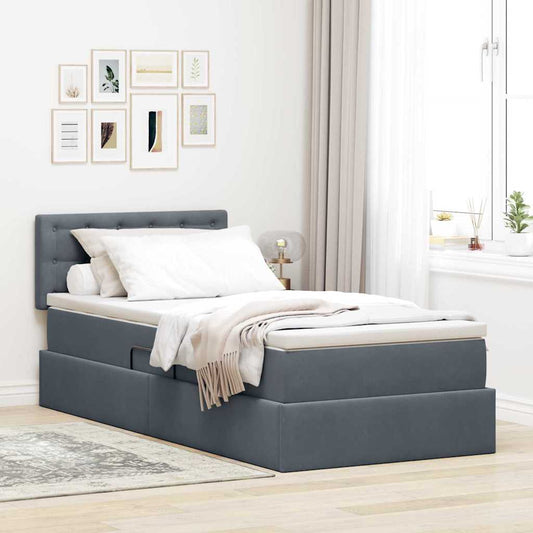 Letto con contenitore LED e materasso Grigio Scuro 90 x 190 cm | homemem39