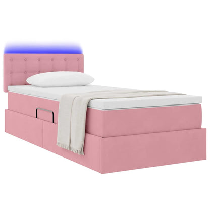 Letto con contenitore LED e materasso Rosa 90 x 190 cm Velluto | homemem39