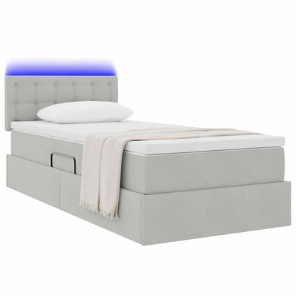 Letto con contenitore LED e materasso Grigio Chiaro 90 x 200 cm | homemem39