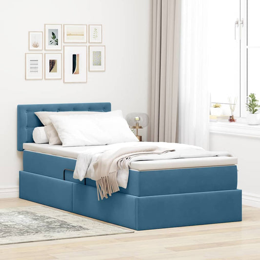 Letto con contenitore LED e materasso Blu Scuro 90 x 200 cm | homemem39