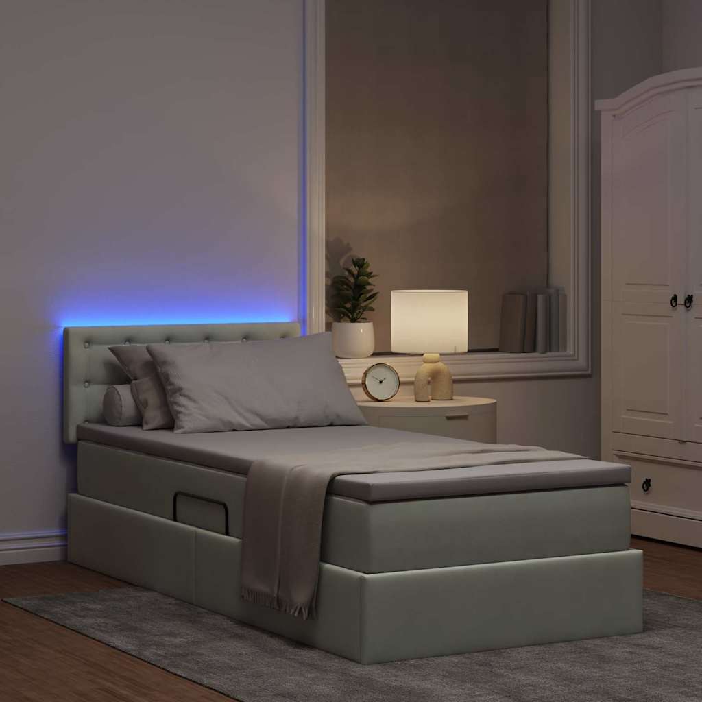 Letto con contenitore LED e materasso Grigio Chiaro | homemem39