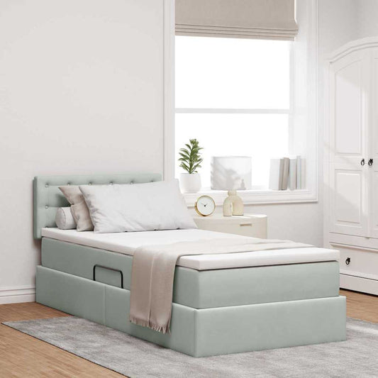 Letto con contenitore LED e materasso Grigio Chiaro | homemem39