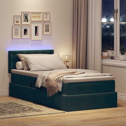 Letto con contenitore LED e materasso Verde Scuro 100 x 200 cm | homemem39
