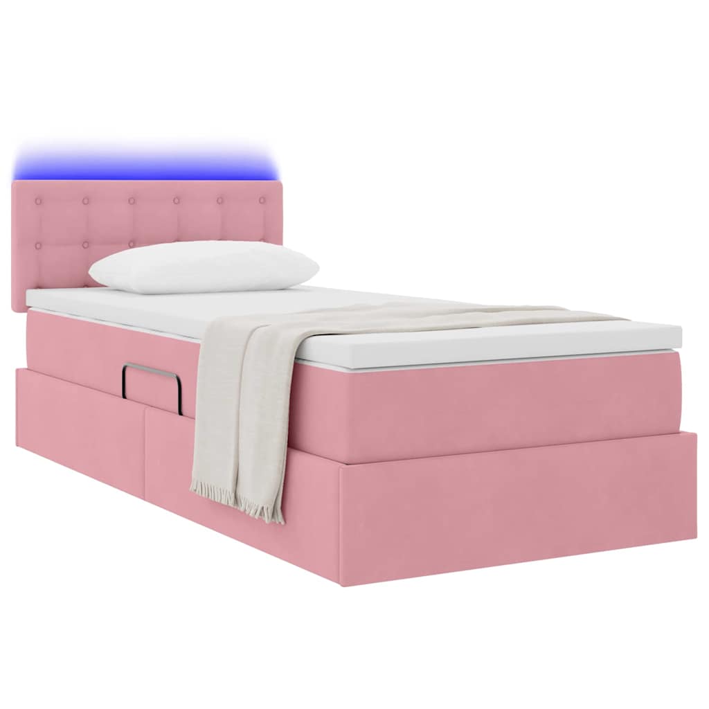Letto con contenitore LED e materasso Rosa 100 x 200 cm Velluto | homemem39