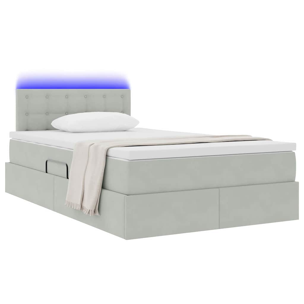 Letto con contenitore LED e materasso Grigio Chiaro | homemem39