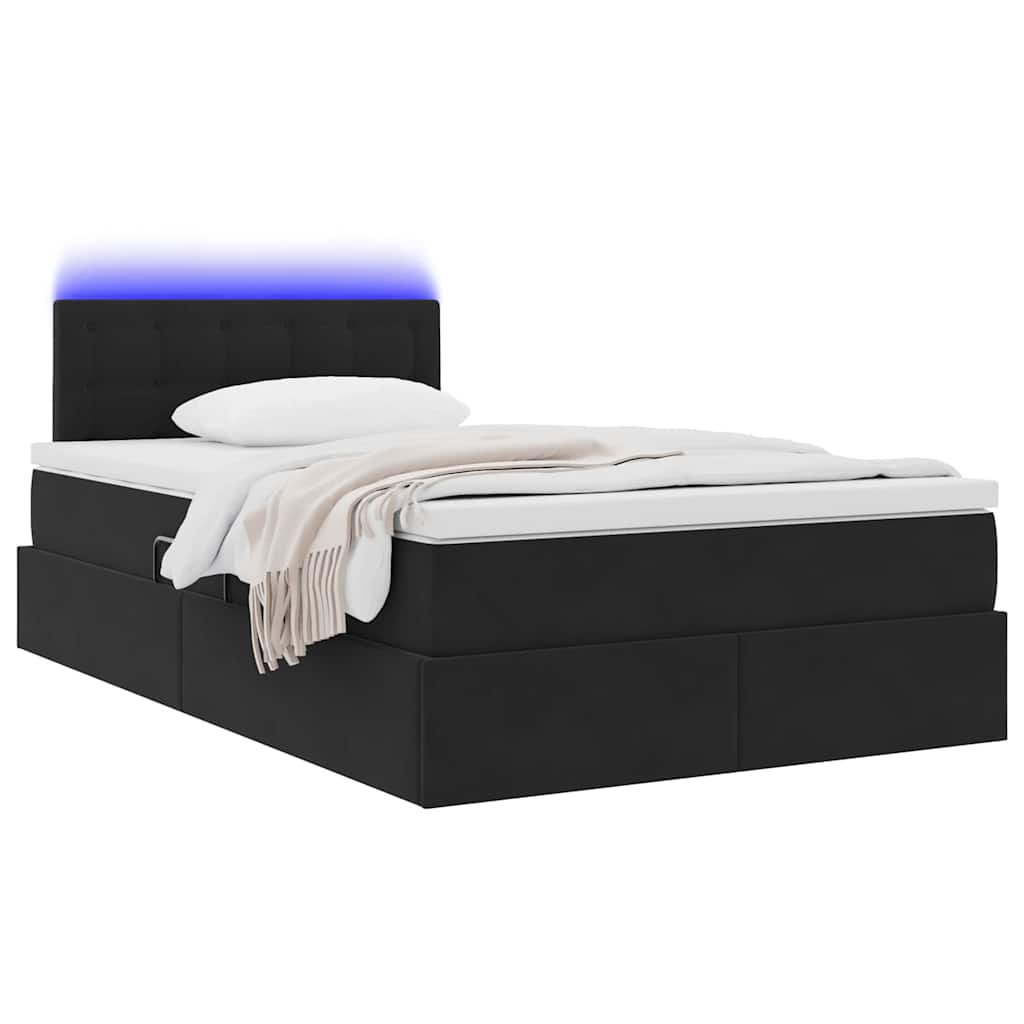 Letto con contenitore LED e materasso Nero 120 x 200 cm Velluto | homemem39