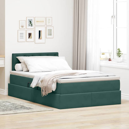 Letto con luci a strisce a LED Verde Scuro 120 x 200 cm Velluto