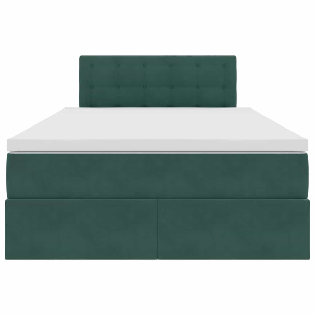 Letto con luci a strisce a LED Verde Scuro 120 x 200 cm Velluto