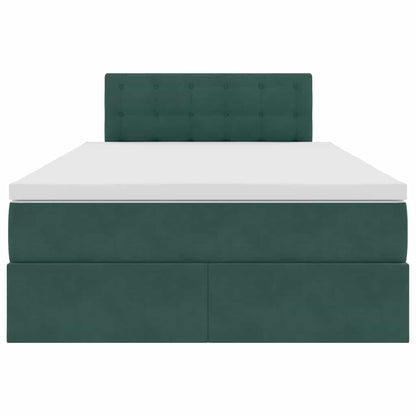 Letto con luci a strisce a LED Verde Scuro 120 x 200 cm Velluto