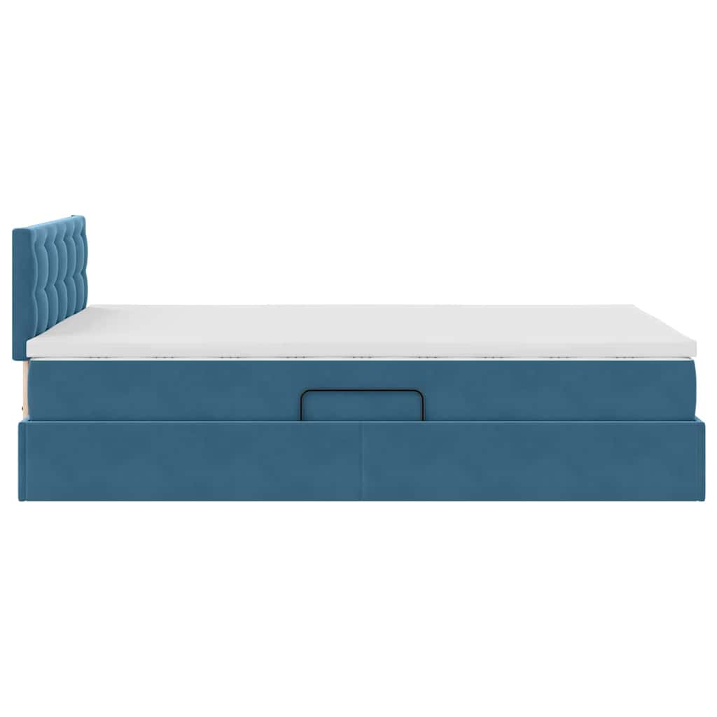 Letto con luci a strisce a LED Blu Scuro 120 x 200 cm Velluto