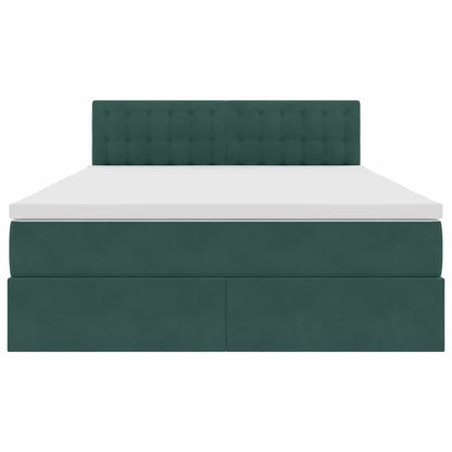 Letto con luci a strisce a LED Verde Scuro 140 x 190 cm Velluto