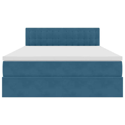 Letto con contenitore e LED Blu Scuro 140 x 190 cm Velluto