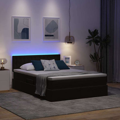Letto con luci a strisce a LED Nero 140 x 200 cm Velluto