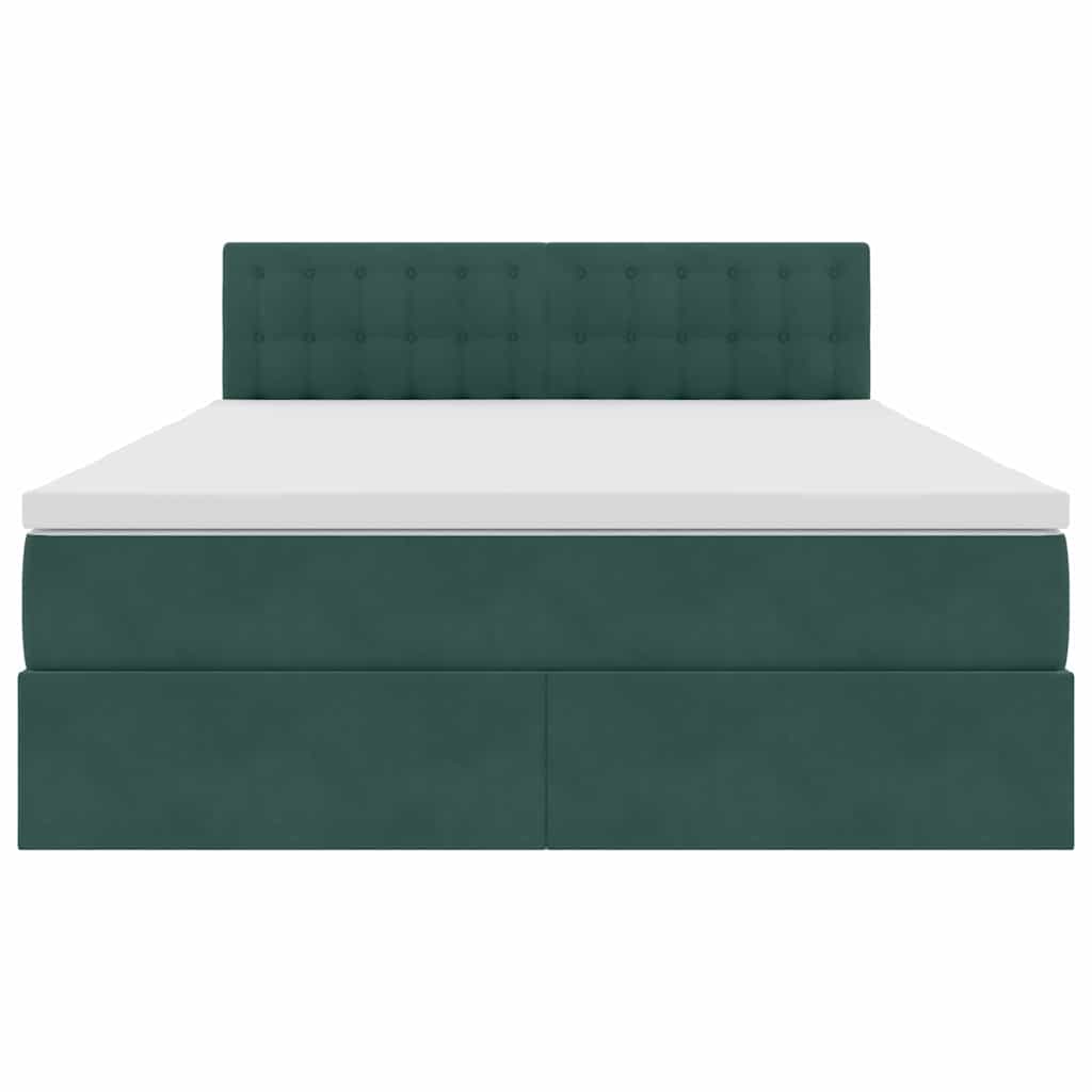 Letto con luci a strisce a LED Verde Scuro 140 x 200 cm Velluto