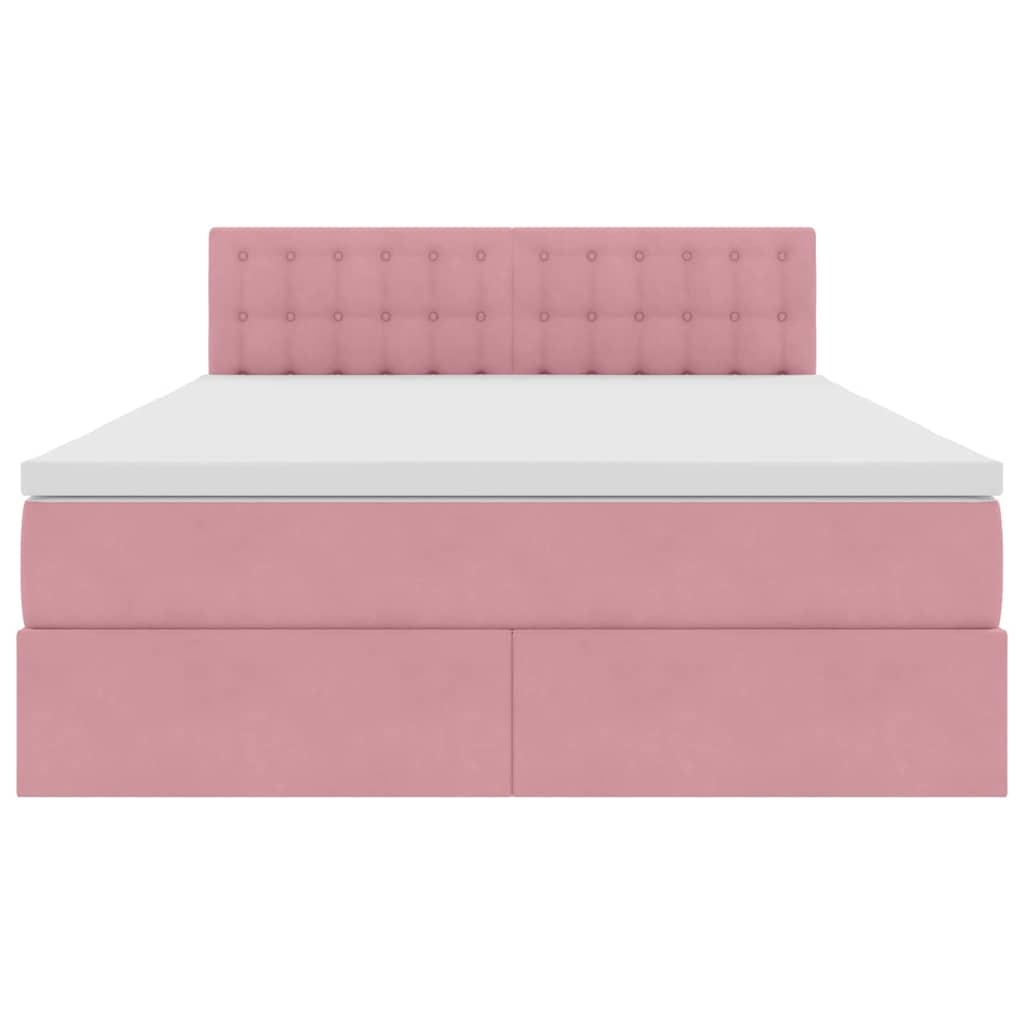 Letto con luci a strisce a LED Rosa 140 x 200 cm Velluto