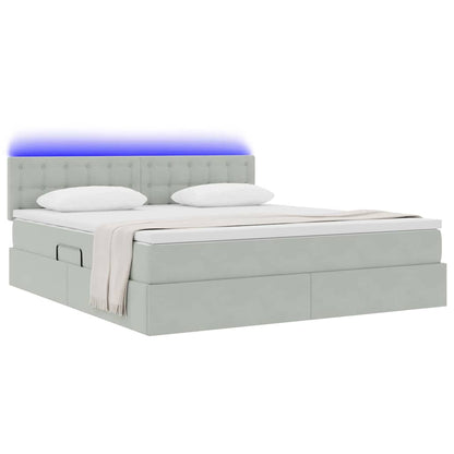 Letto con contenitore LED e materasso Grigio Chiaro | homemem39