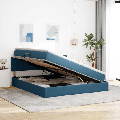 Letto con contenitore LED e materasso Blu Scuro 160 x 200 cm | homemem39