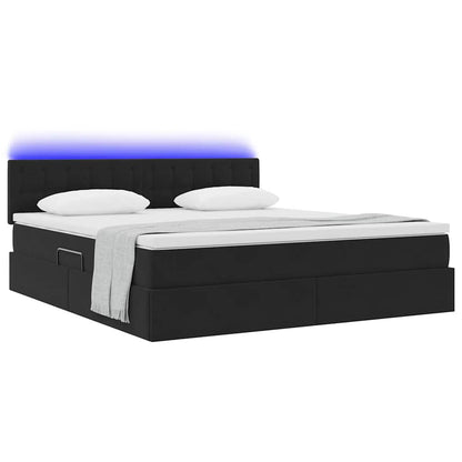 Letto con luci a strisce a LED Nero 180 x 200 cm Velluto