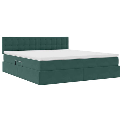 Letto con luci a strisce a LED Verde Scuro 180 x 200 cm Velluto