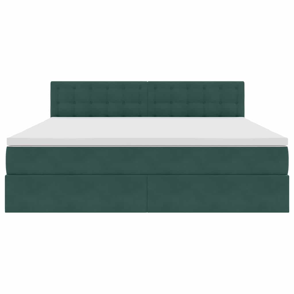 Letto con luci a strisce a LED Verde Scuro 180 x 200 cm Velluto