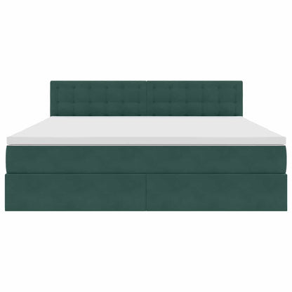 Letto con luci a strisce a LED Verde Scuro 180 x 200 cm Velluto