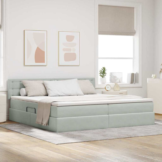 Letto con contenitore LED e materasso Grigio Chiaro | homemem39