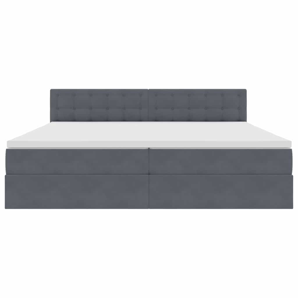 Letto con testiera Grigio scuro 200 x 200 cm Velluto