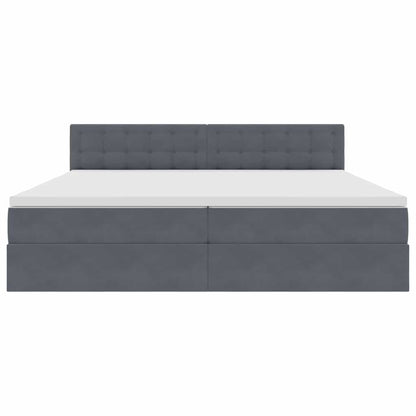 Letto con testiera Grigio scuro 200 x 200 cm Velluto