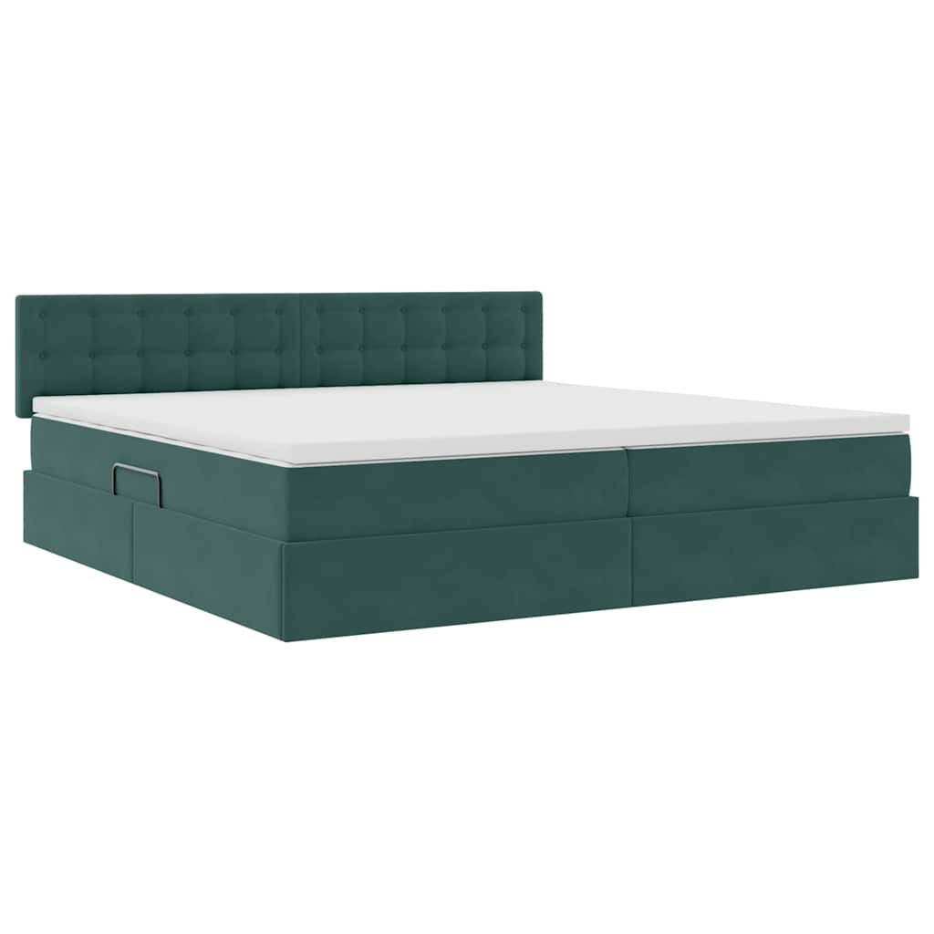 Letto con contenitore LED e materasso Verde Scuro 200 x 200 cm | homemem39