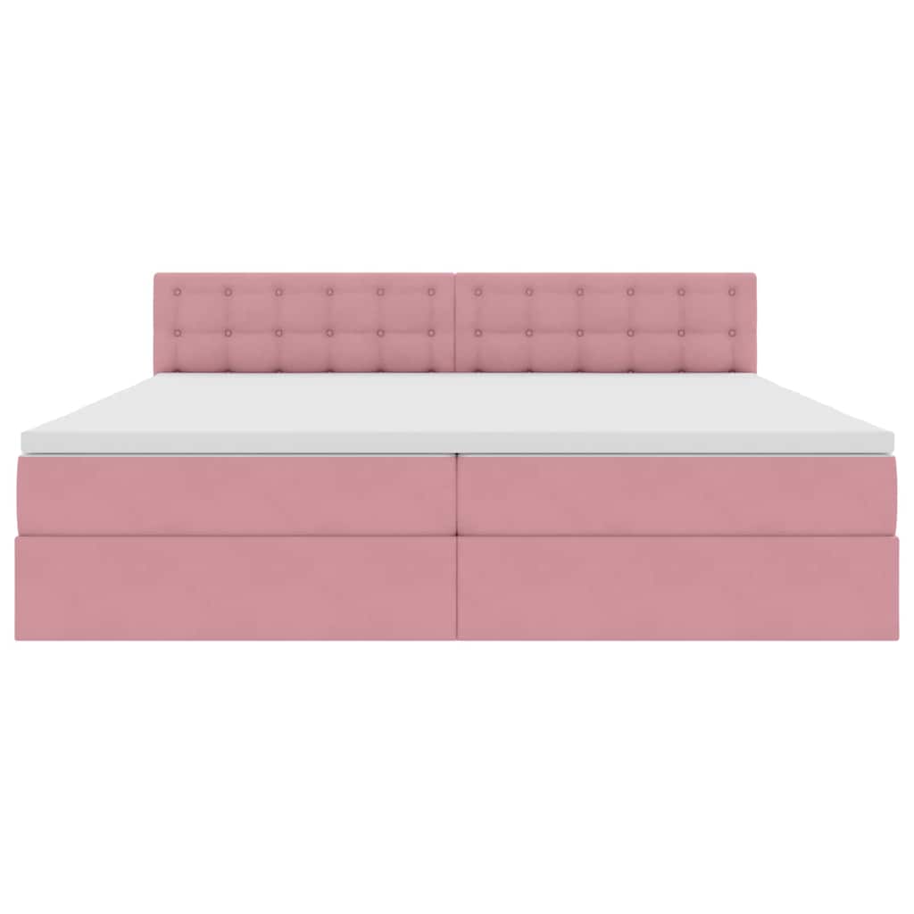 Letto con luci a strisce a LED Rosa 200 x 200 cm Velluto