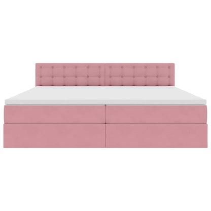 Letto con luci a strisce a LED Rosa 200 x 200 cm Velluto