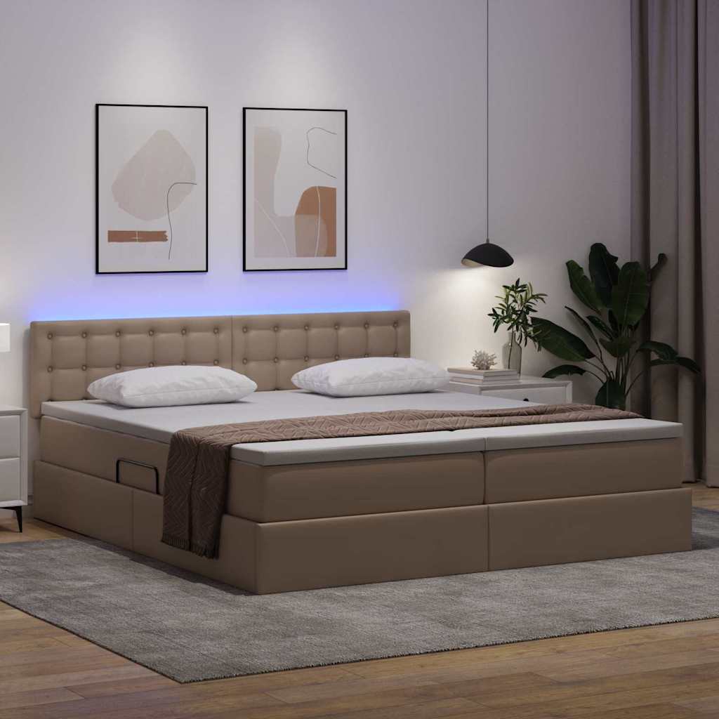 Letto con contenitore e LED con led Cappuccino 180 x 200 cm | homemem39