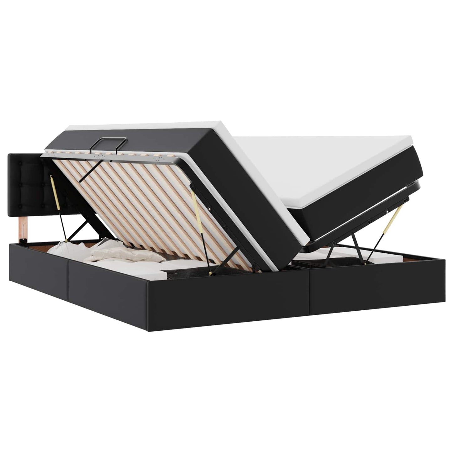 Letto con contenitore e LED Nero 200 x 200 cm Pelle Sintetica | homemem39