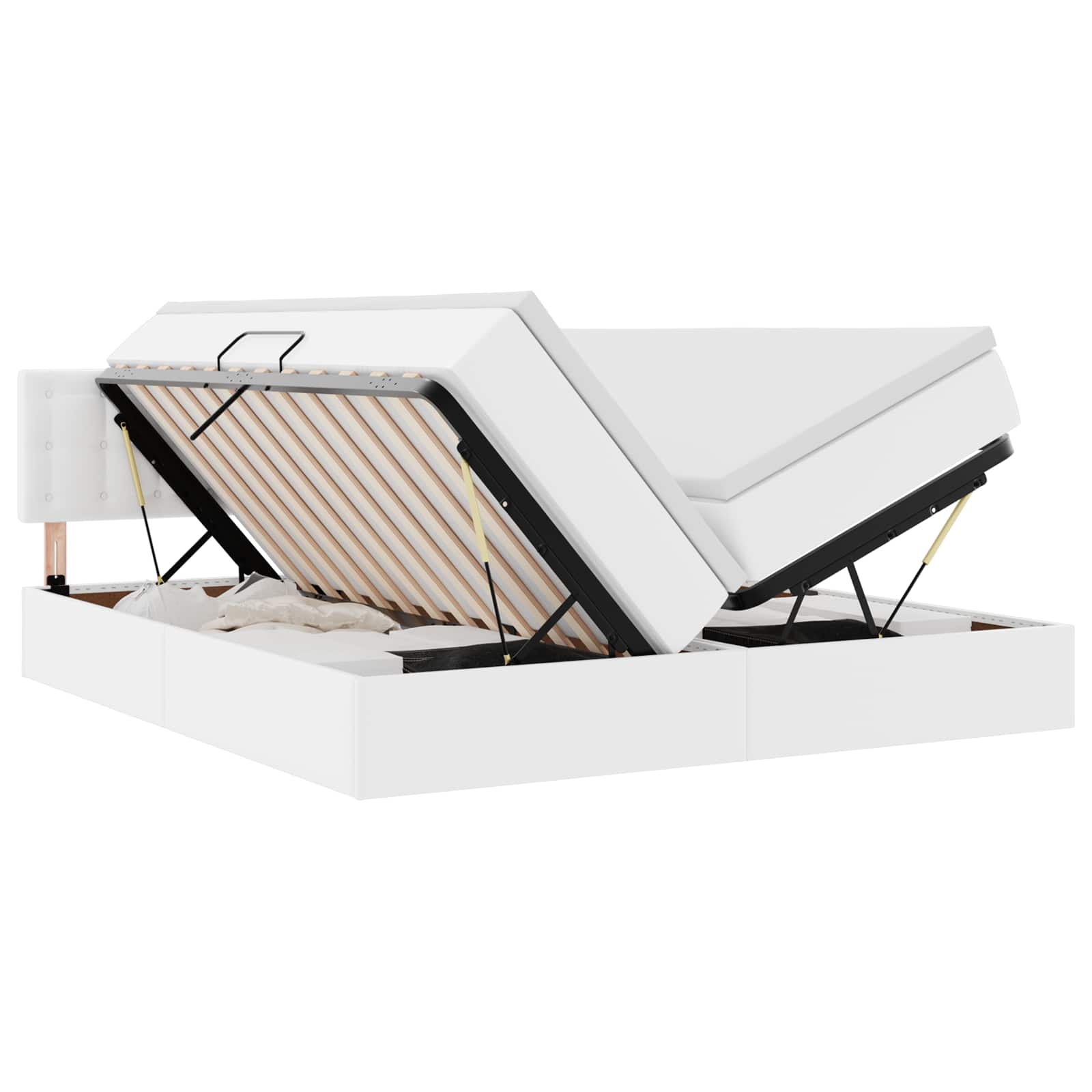 Letto con contenitore e LED con led Bianco Puro 200 x 200 cm | homemem39