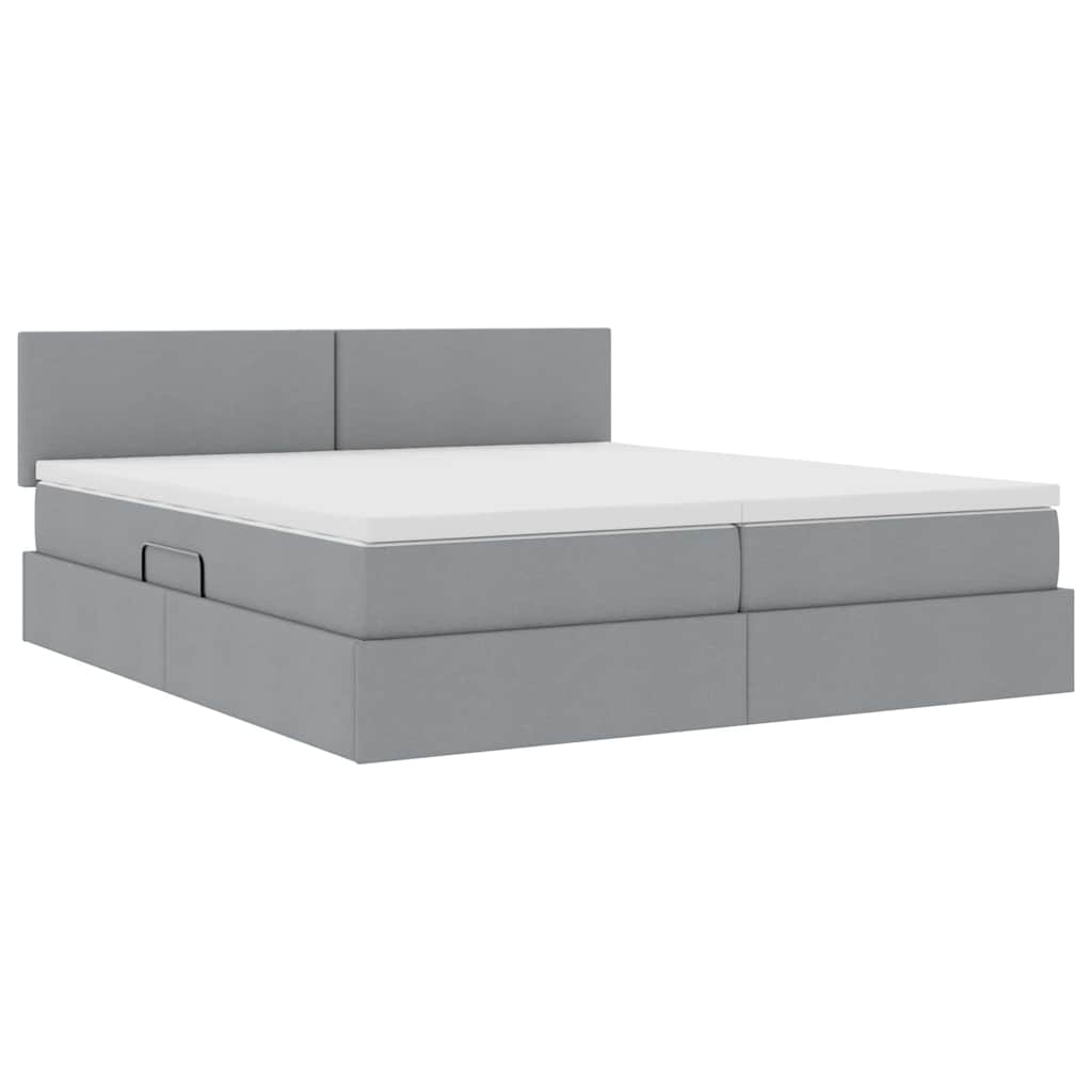 Letto con contenitore LED e materasso Grigio Chiaro