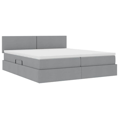 Letto con contenitore LED e materasso Grigio Chiaro