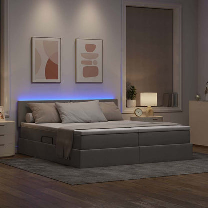 Letto con contenitore LED e materasso Tortora 180 x 200 cm