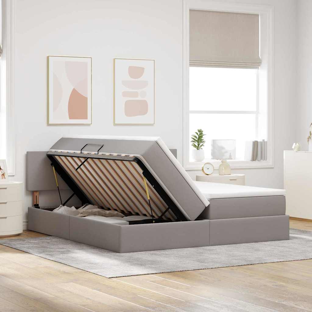 Letto con contenitore LED e materasso Tortora 180 x 200 cm