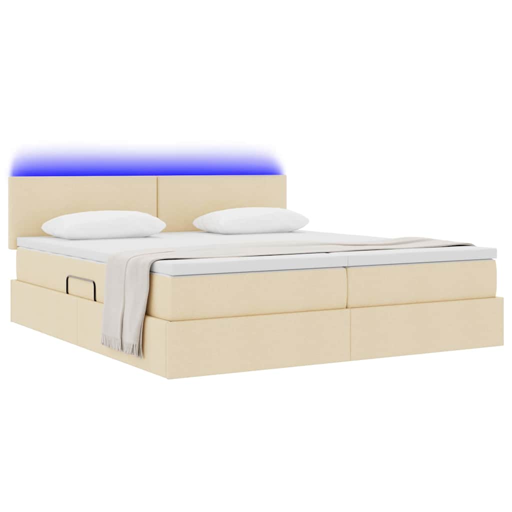 Letto con contenitore LED e materasso Crema 180 x 200 cm