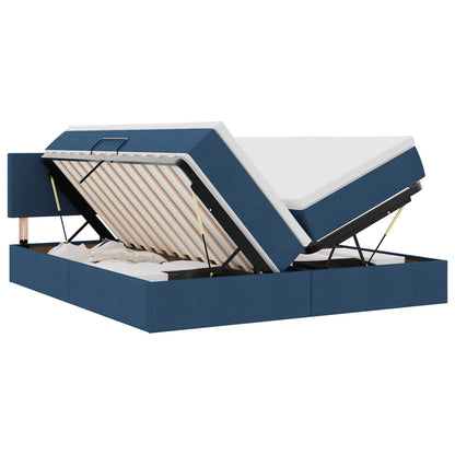 Letto con contenitore LED e materasso Blu 180 x 200 cm Tessuto