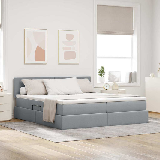 Letto con contenitore LED e materasso Grigio Chiaro