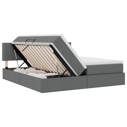 Letto con contenitore LED e materasso Grigio Scuro 200 x 200 cm