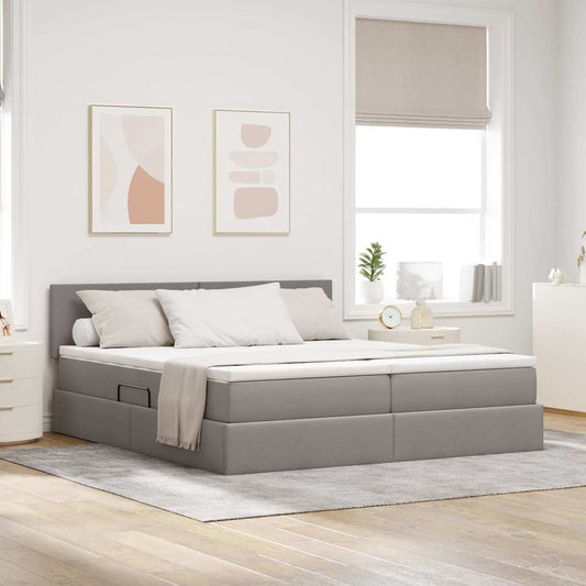 Letto con contenitore LED e materasso Tortora 200 x 200 cm