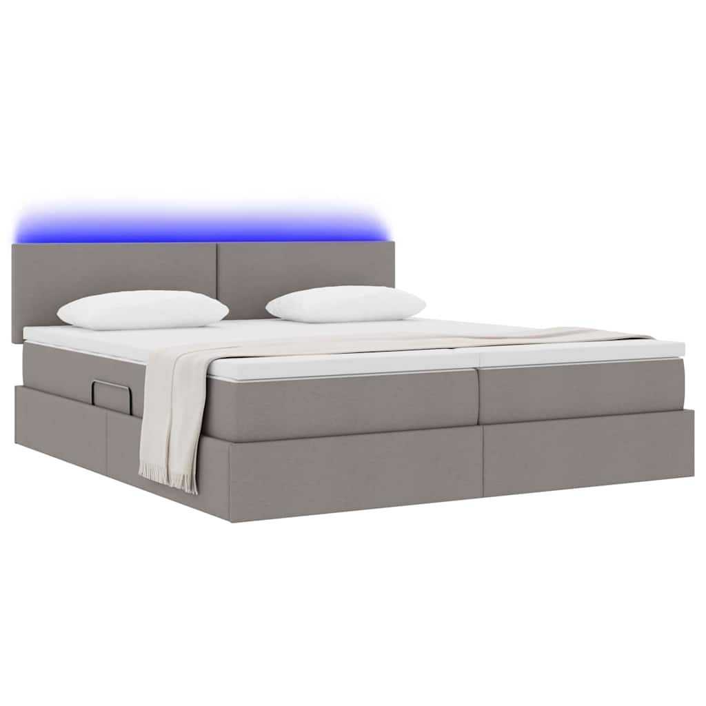 Letto con contenitore LED e materasso Tortora 200 x 200 cm